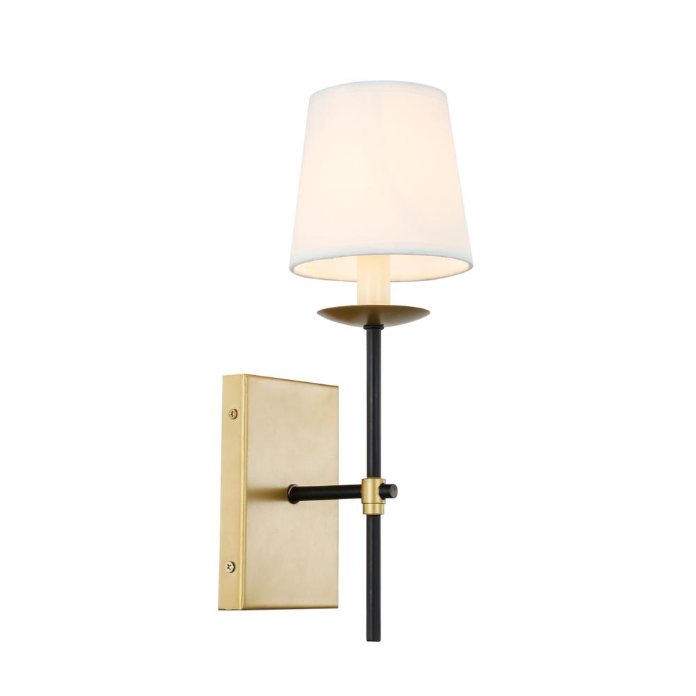 Eclipse 1 Light Brass And Black And White Shade Wall Sconce. Picture 5