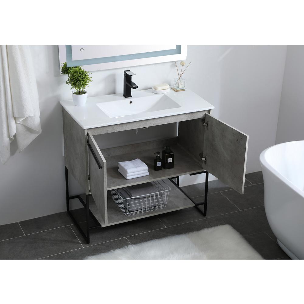 36 Inch  Single Bathroom Vanity In Concrete Grey. Picture 3