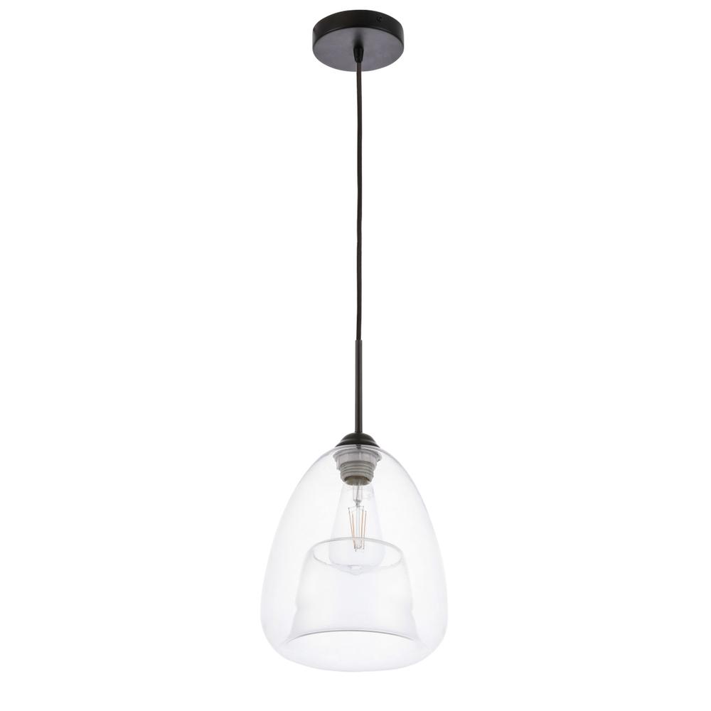 Kason 1 Light Black And Clear Glass Pendant. Picture 2