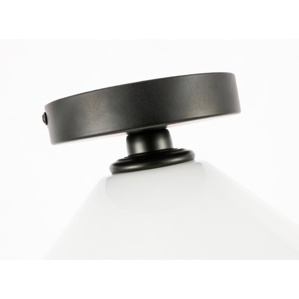 Gene 1 Light Black And Frosted White Glass Flush Mount. Picture 10