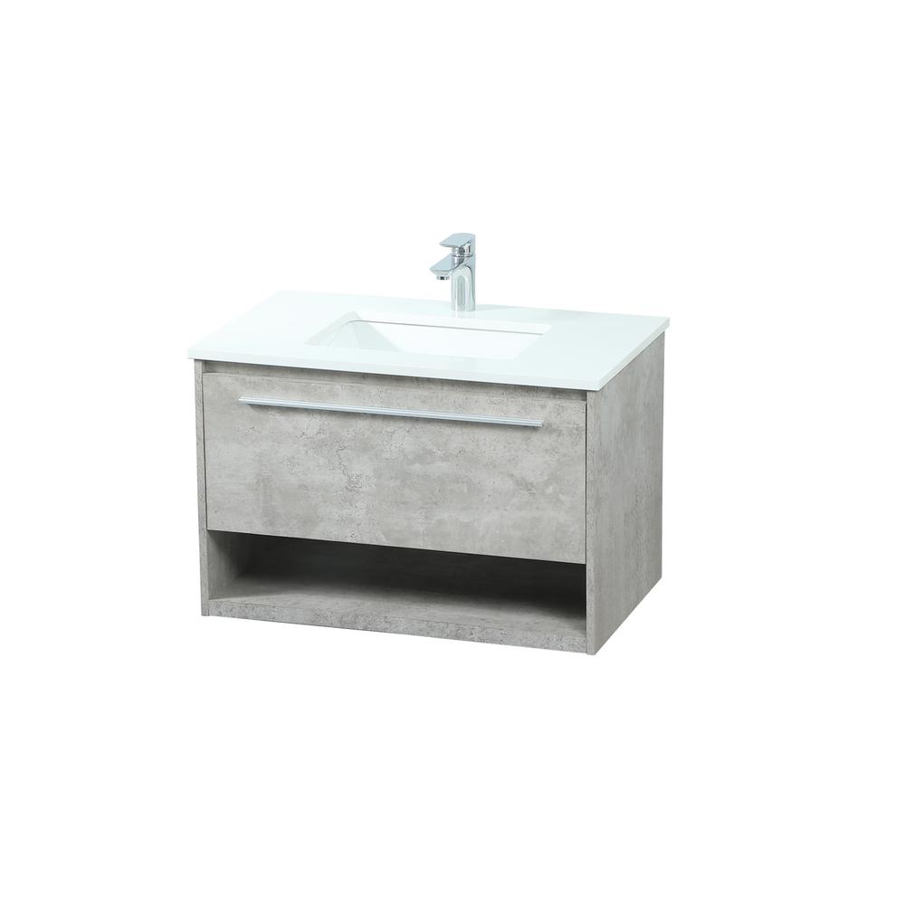 30 Inch Single Bathroom Vanity In Concrete Grey. Picture 8