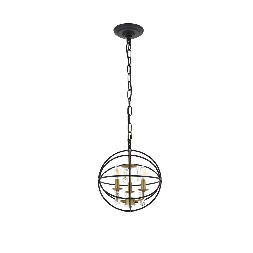 Wallace 3 Light Matte Black And Brass Pendant. Picture 7