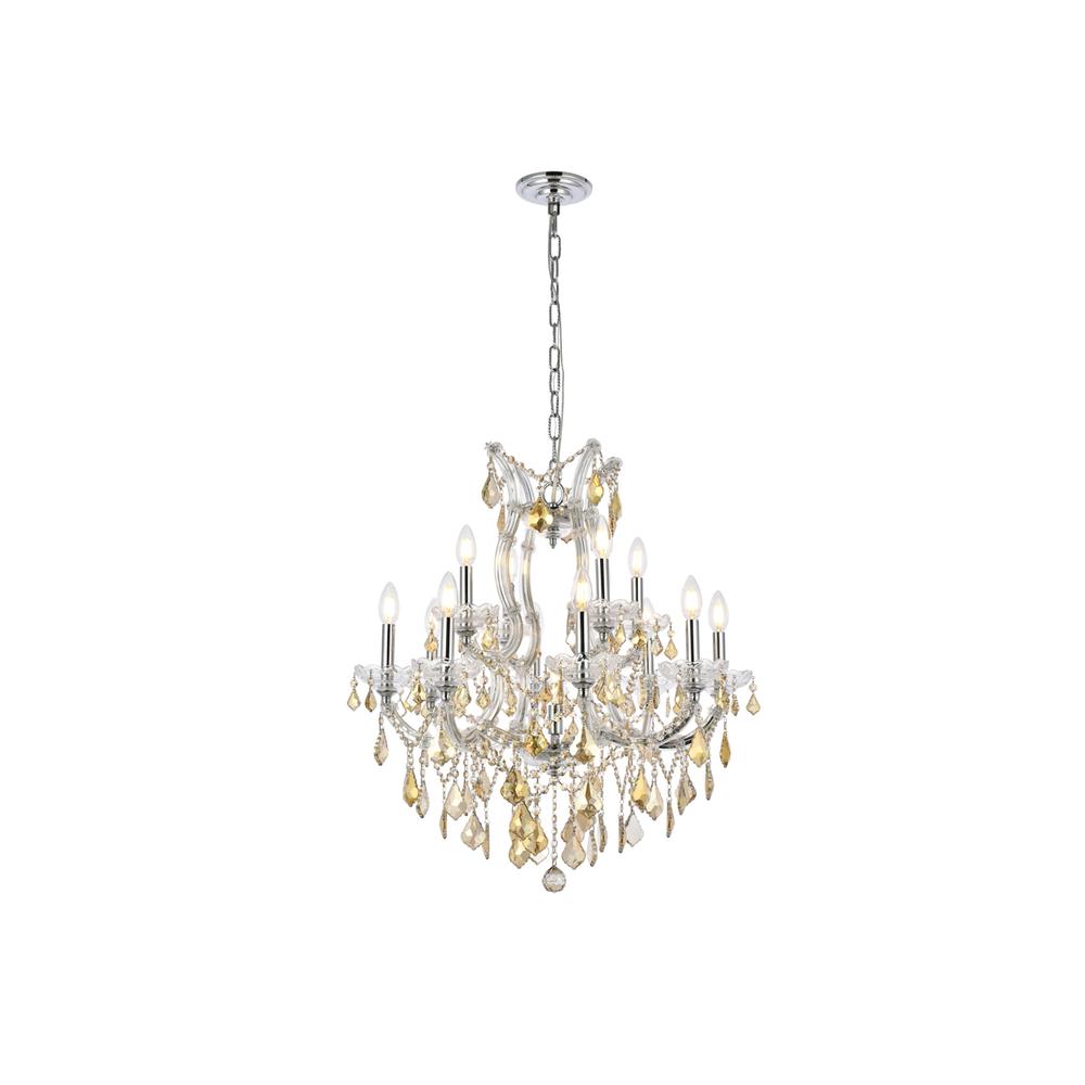 Maria Theresa 13 Light Chrome Chandelier Golden Teak (Smoky) Royal Cut Crystal. Picture 1