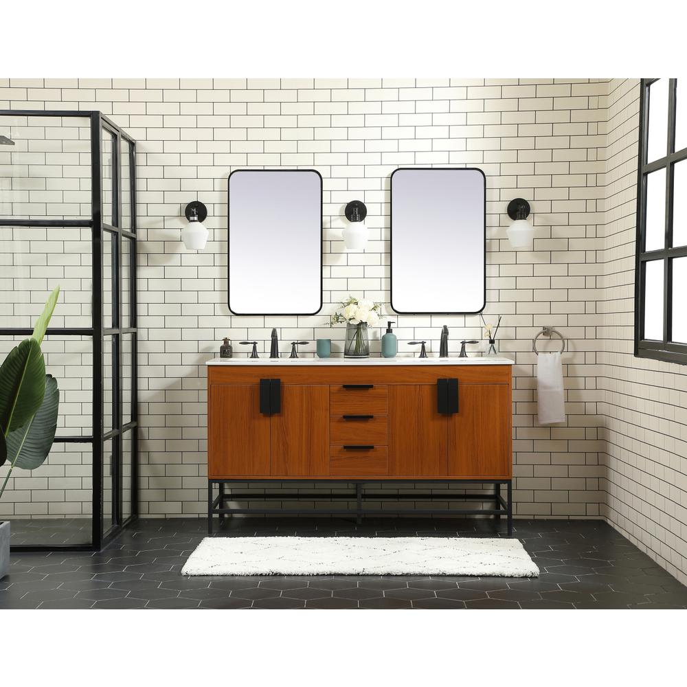 60 Inch Double Bathroom Vanity In Teak. Picture 4