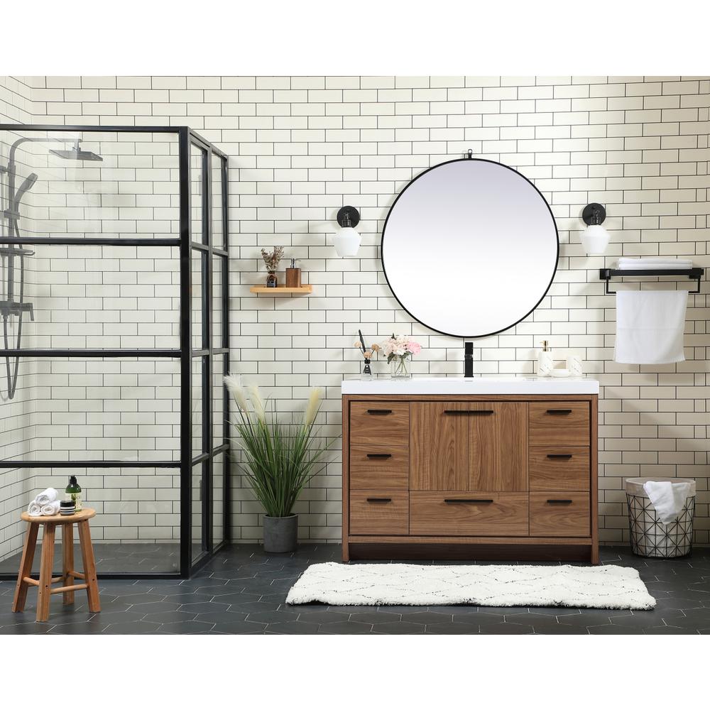 48 Inch Single Bathroom Vanity In Walnut Brown. Picture 4