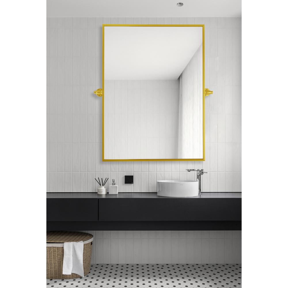 Rectangle Pivot Mirror 24X32 Inch In Gold. Picture 8