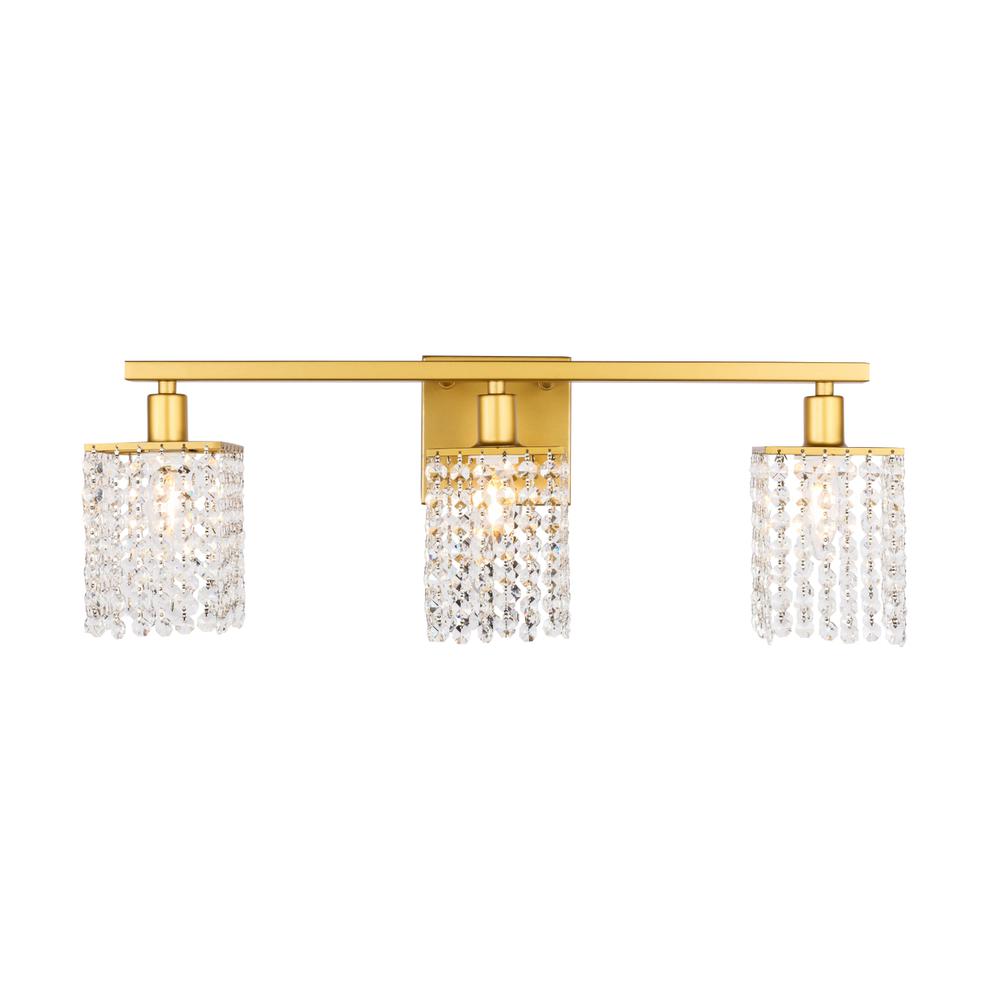 Phineas 3 Light Brass And Clear Crystals Wall Sconce. Picture 1