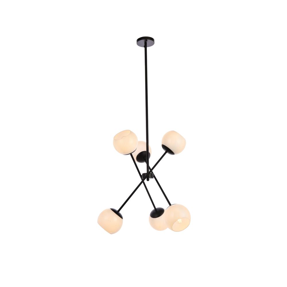 Axl 24 Inch Pendant In Black With White Shade. Picture 1