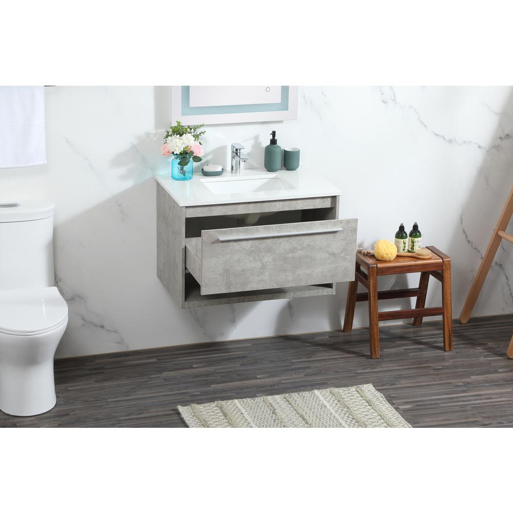 30 Inch Single Bathroom Vanity In Concrete Grey. Picture 3