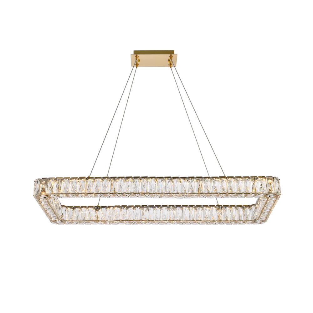 Monroe 42 Inch Led Single Rectangle Pendant In Gold. Picture 1