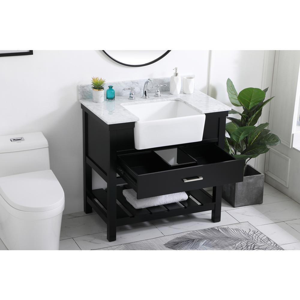 36 Inch Single Bathroom Vanity In Black With Backsplash. Picture 3