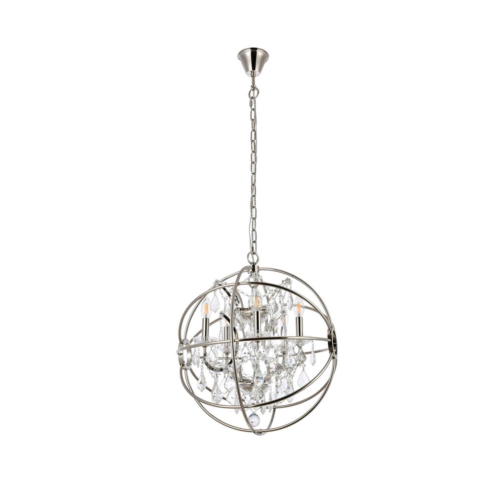 Geneva 5 Light Polished Nickel Pendant Clear Royal Cut Crystal. Picture 6