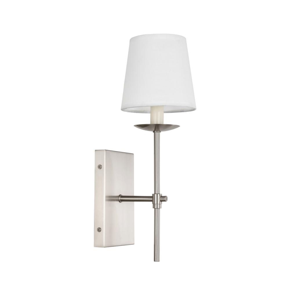 Eclipse 1 Light Burnished Nickel And White Shade Wall Sconce. Picture 7