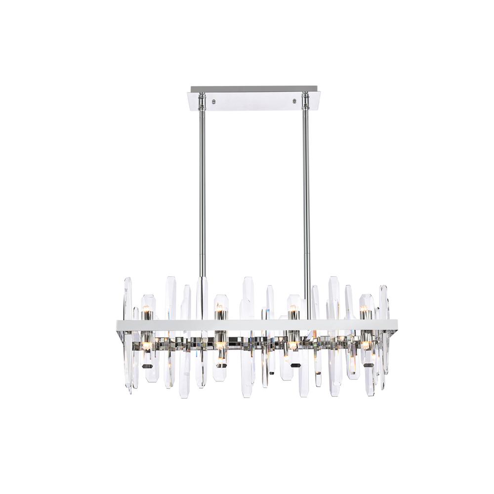 Serena 30 Inch Crystal Rectangle Chandelier In Chrome. Picture 1