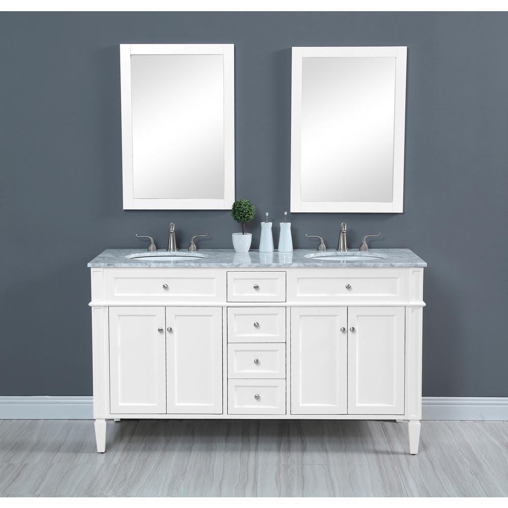 60 In. Double Bathroom Vanity Set In White. Picture 10