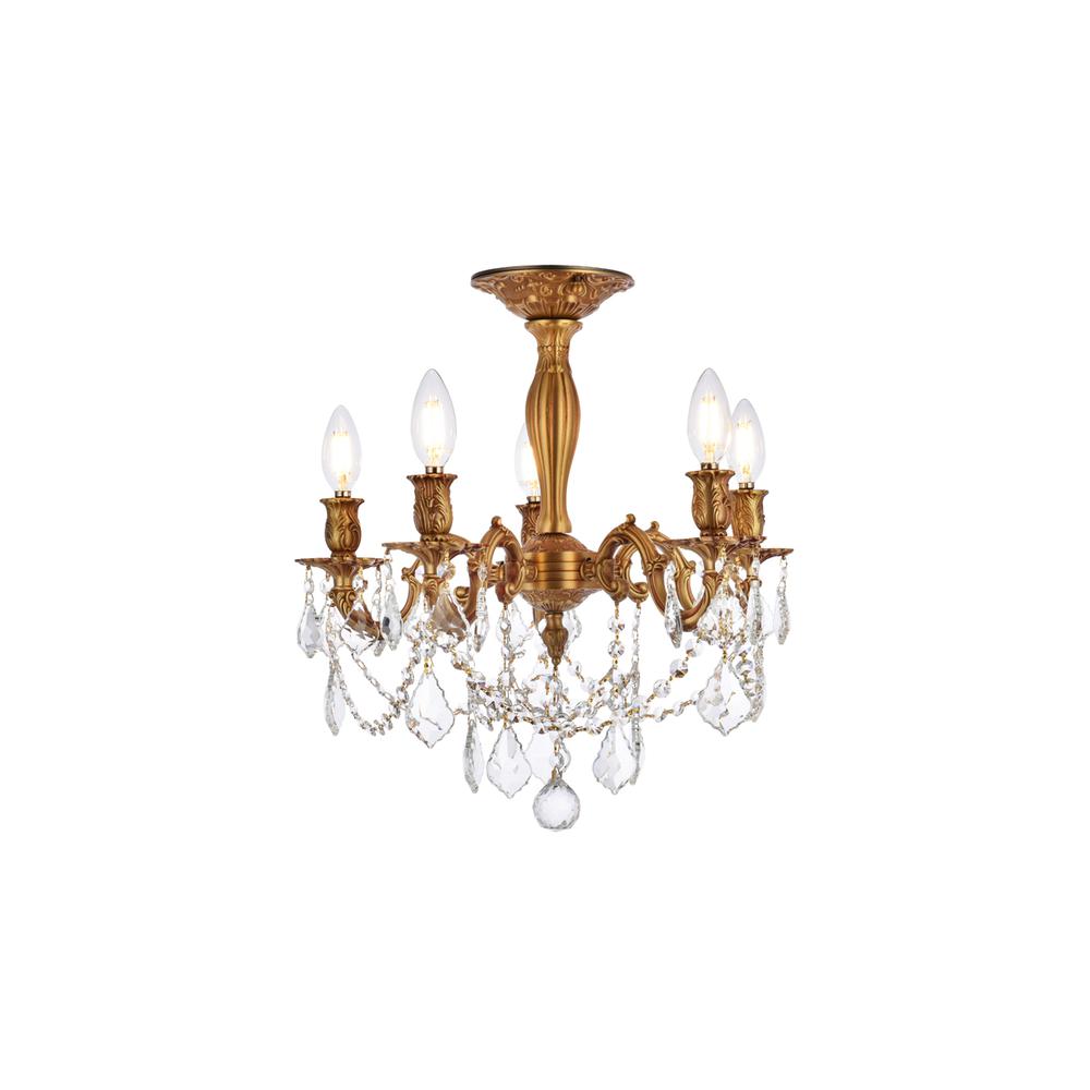 Rosalia 5 Light French Gold Flush Mount Clear Royal Cut Crystal. Picture 1