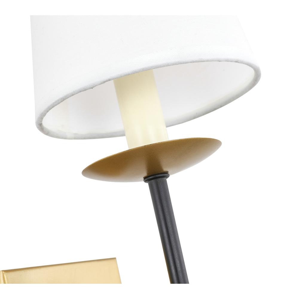 Eclipse 1 Light Brass And Black And White Shade Wall Sconce. Picture 8
