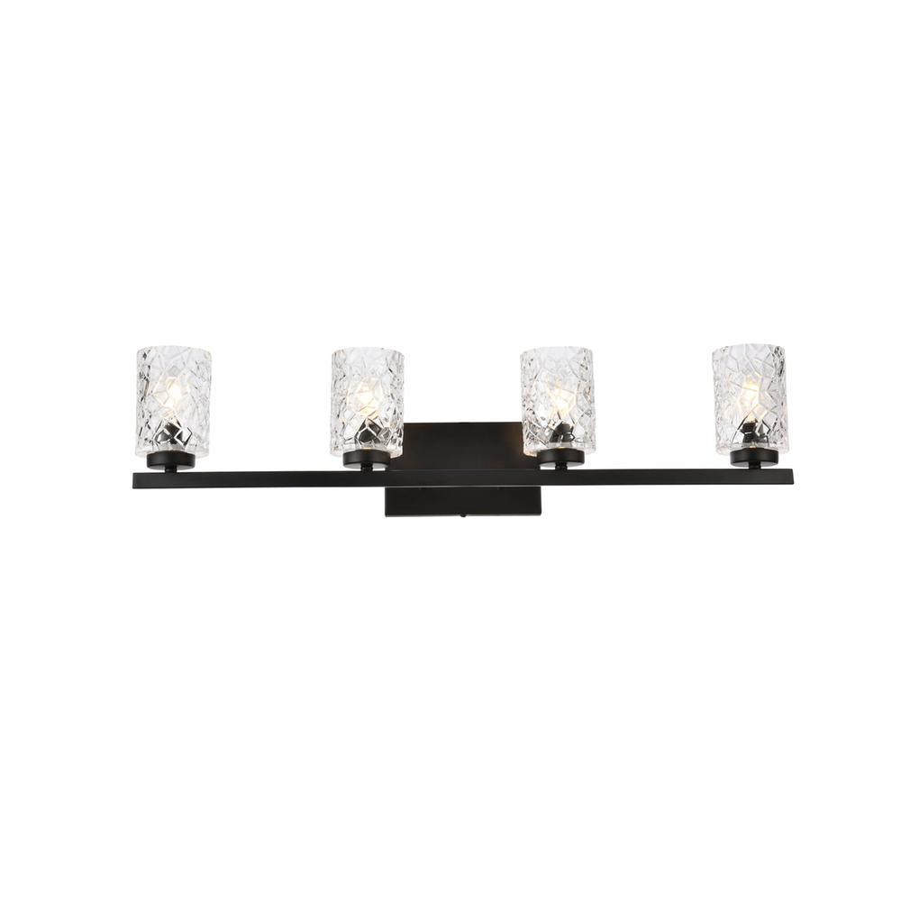 Cassie 4 Lights Bath Sconce In Black With Clear Shade. Picture 1