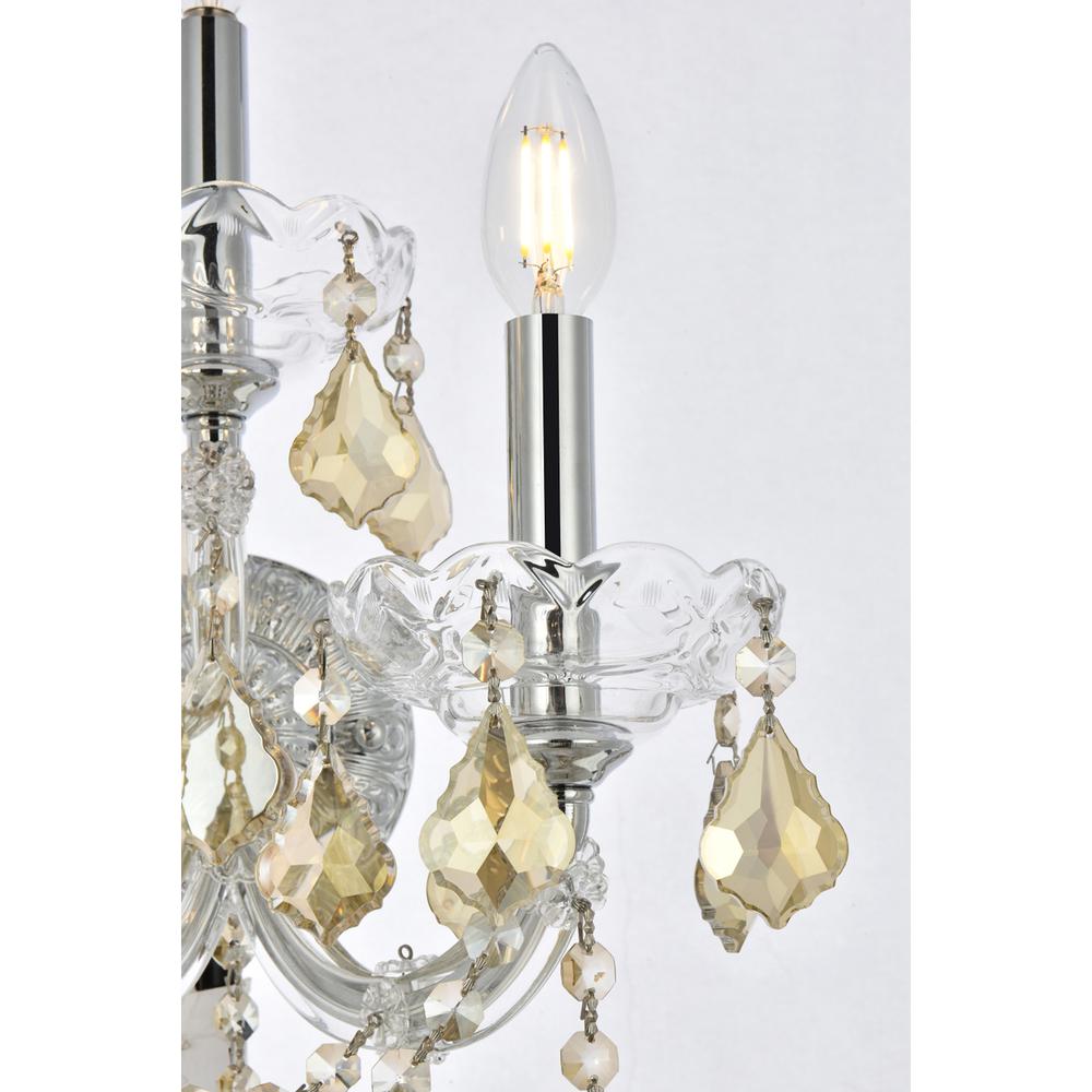 Maria Theresa 3 Light Chrome Wall Sconce Golden Teak (Smoky) Royal Cut Crystal. Picture 3