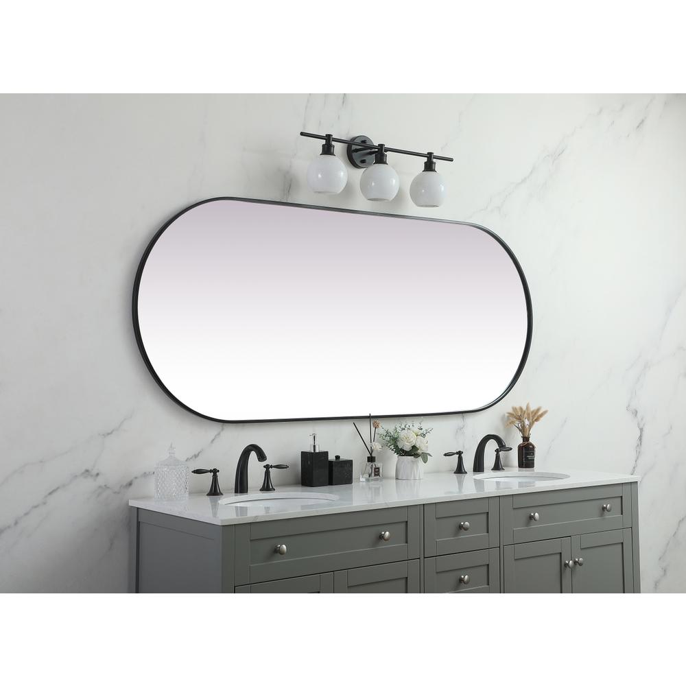 Metal Frame Oval Mirror 30X72 Inch In Black. Picture 4