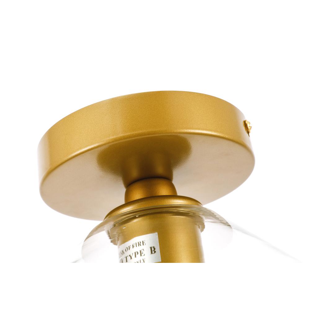 Gene 1 Light Brass And Clear Glass Flush Mount. Picture 10