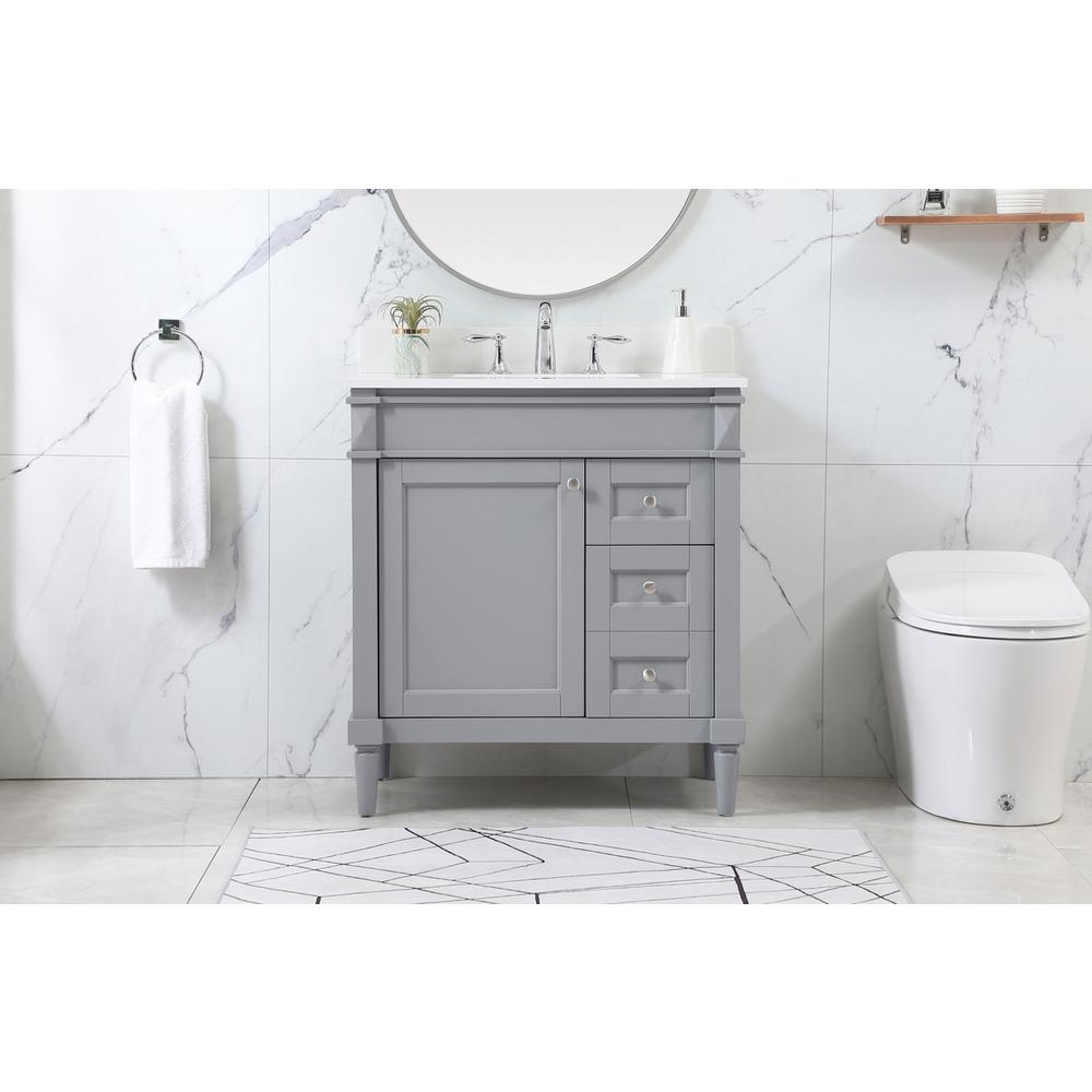 32 Inch Single Bathroom Vanity In Grey With Backsplash. Picture 14