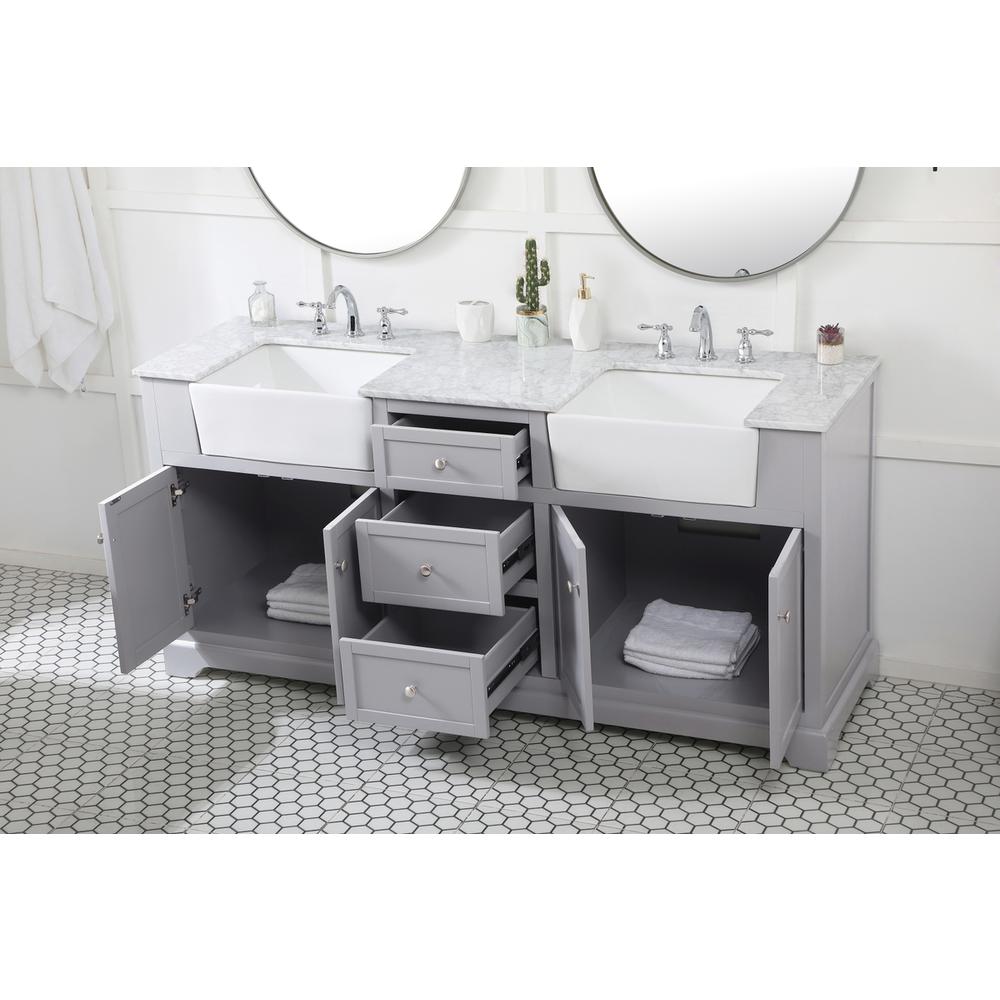 72 Inch Double Bathroom Vanity In Grey. Picture 3