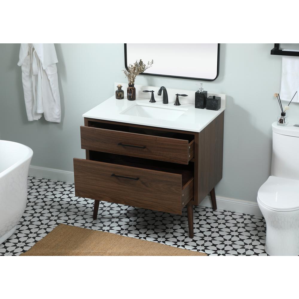 36 Inch Single Bathroom Vanity In Walnut With Backsplash. Picture 3