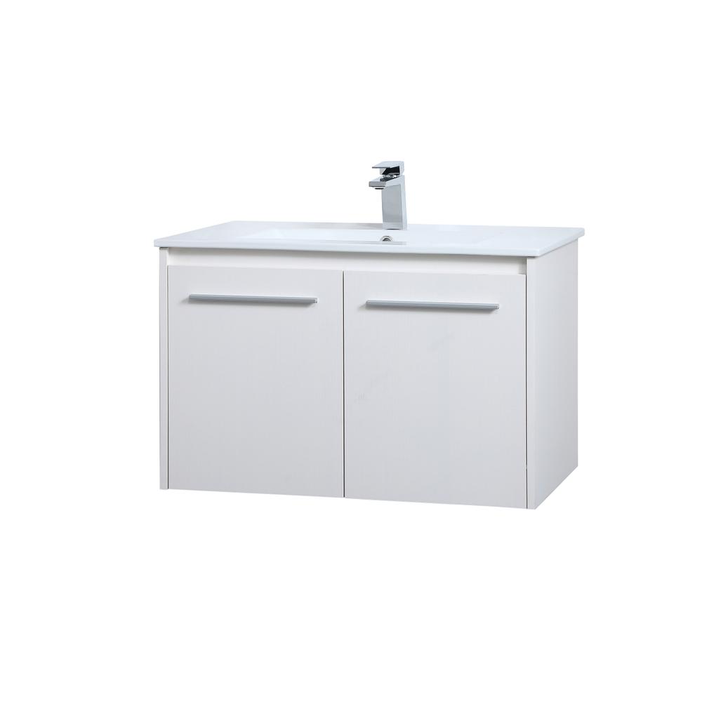 30 Inch  Single Bathroom Floating Vanity In White. Picture 6