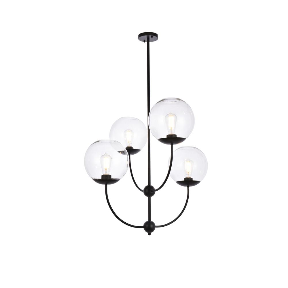 Lennon 31.5 Inch Pendant In Black With Clear Shade. Picture 1