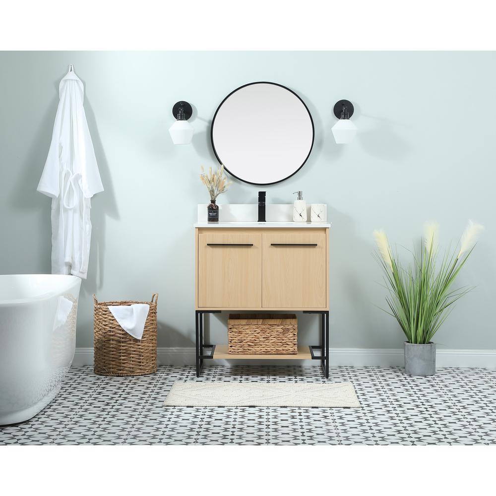 30 Inch Single Bathroom Vanity In Maple With Backsplash. Picture 4
