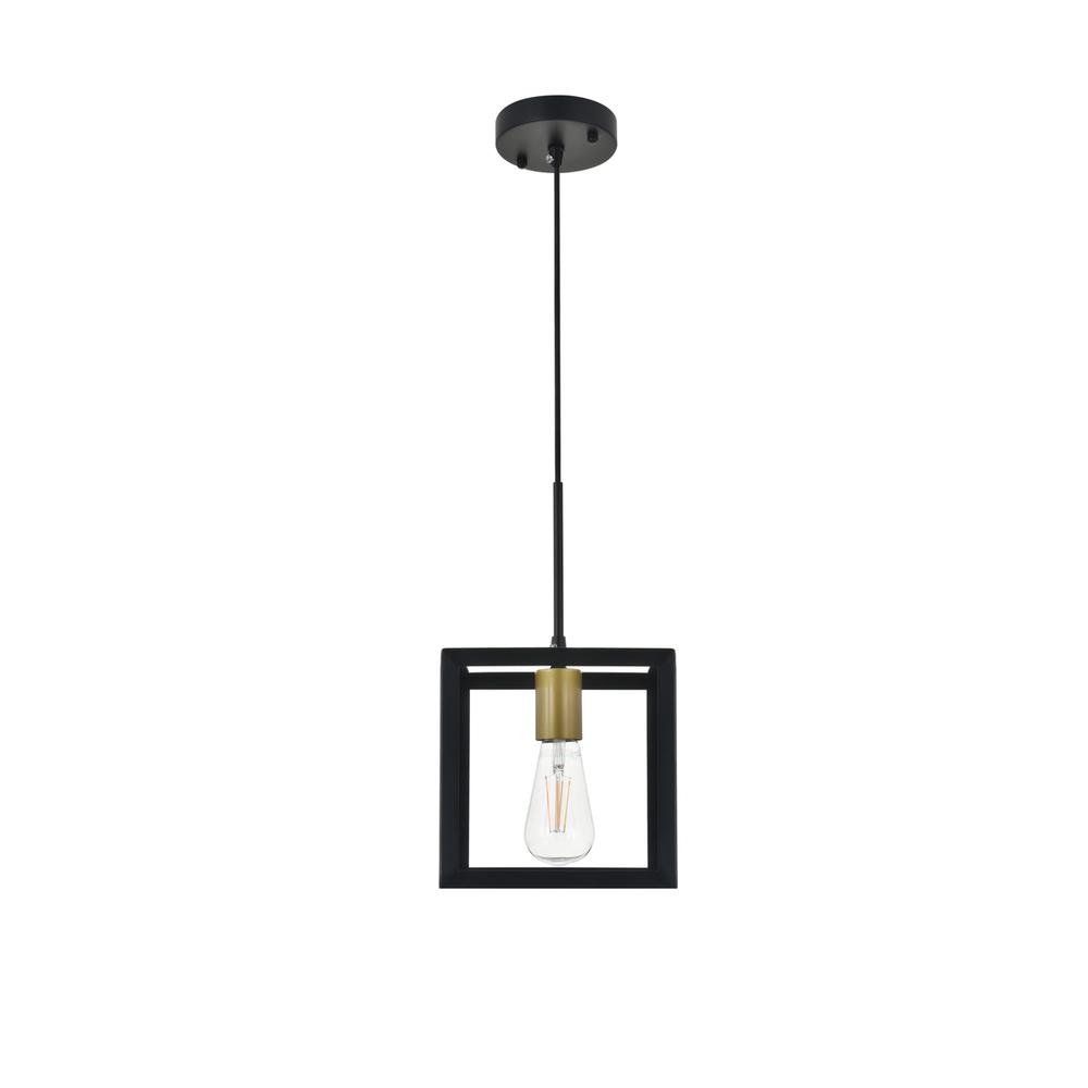 Resolute 1 Light Brass And Black Pendant. Picture 7