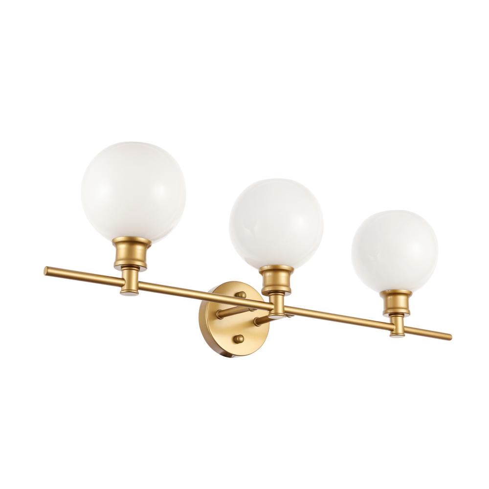 Collier 3 Light Brass And Frosted White Glass Wall Sconce. Picture 6