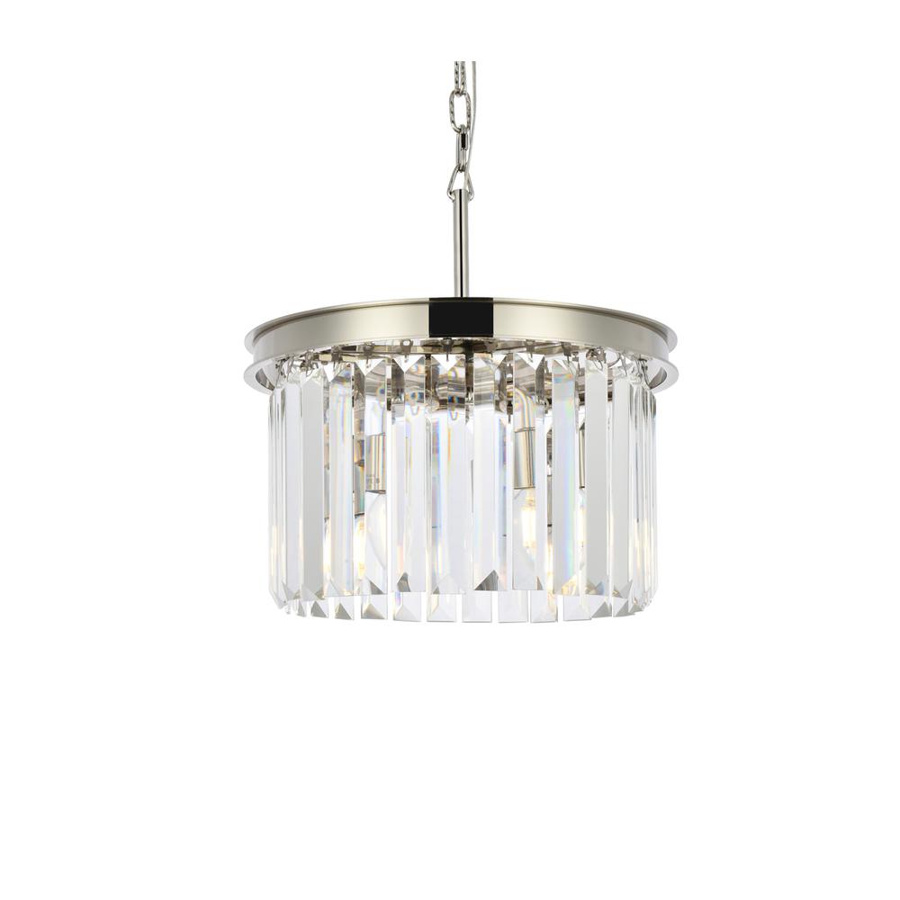 Sydney 3 Light Polished Nickel Pendant Clear Royal Cut Crystal. Picture 2