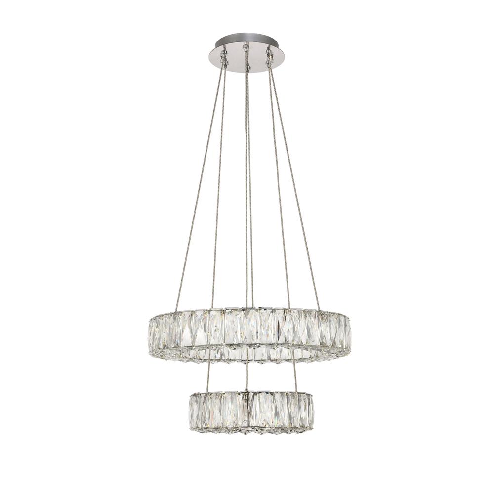 Monroe Integrated Led Chip Light Chrome Pendant Clear Royal Cut Crystal. Picture 1
