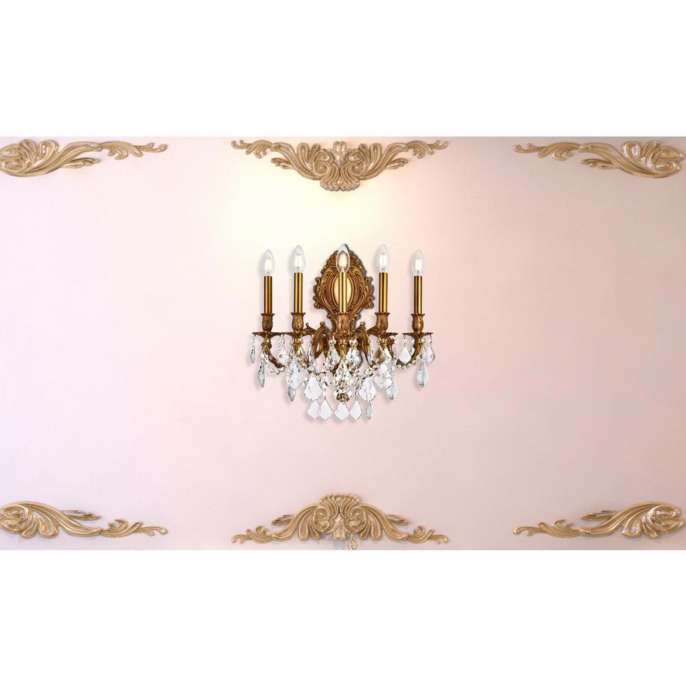 Monarch 5 Light French Gold Wall Sconce Clear Royal Cut Crystal. Picture 7