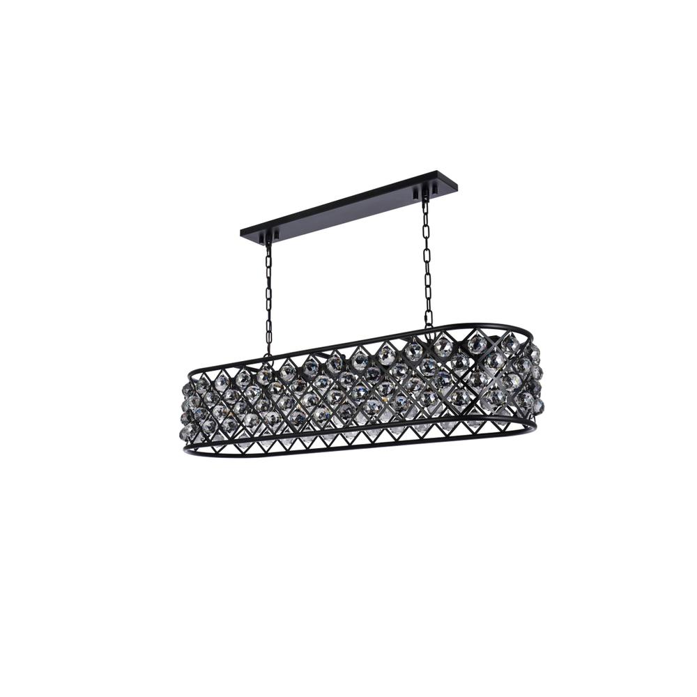 Madison 7 Light Matte Black Chandelier Silver Shade (Grey) Royal Cut Crystal. Picture 6