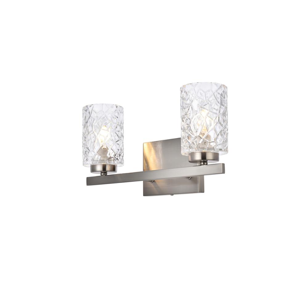 Cassie 2 Lights Bath Sconce In Satin Nickel With Clear Shade. Picture 2