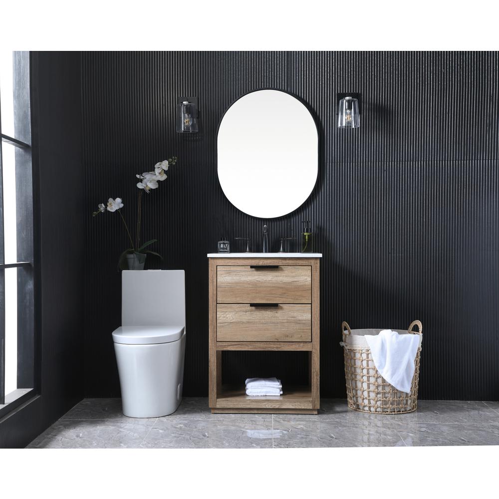 24 Inch Single Bathroom Vanity In Natural Oak. Picture 4