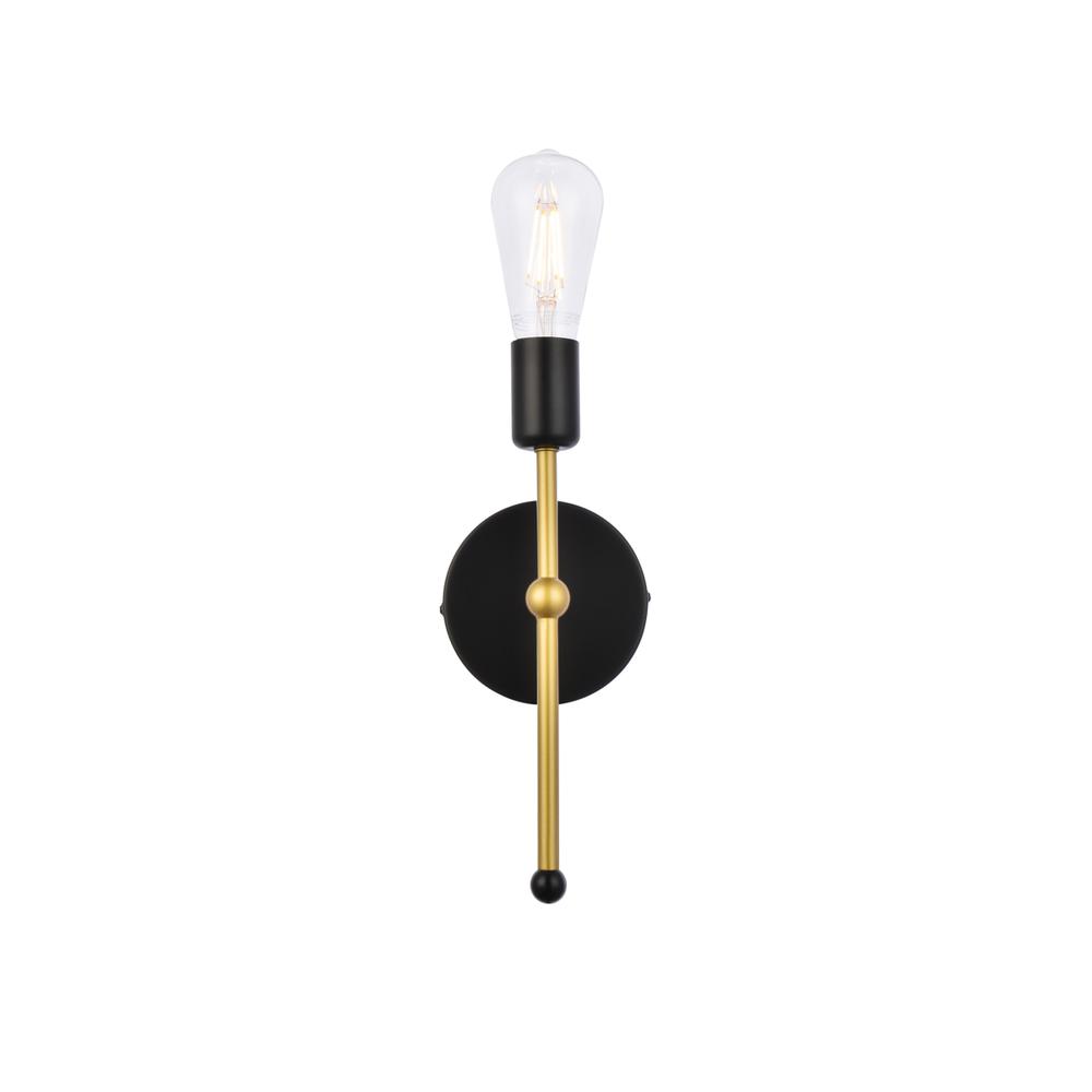 Keely 1 Light Black And Brass Wall Sconce. Picture 1