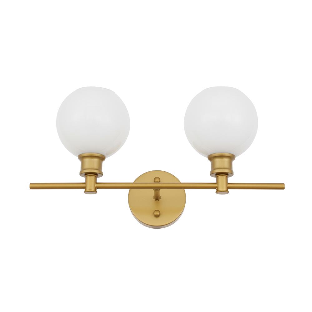 Collier 2 Light Brass And Frosted White Glass Wall Sconce. Picture 4