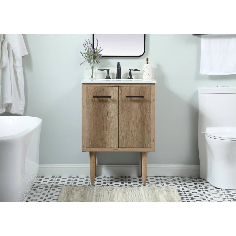 24 Inch Single Bathroom Vanity In Natural Oak With Backsplash. Picture 14