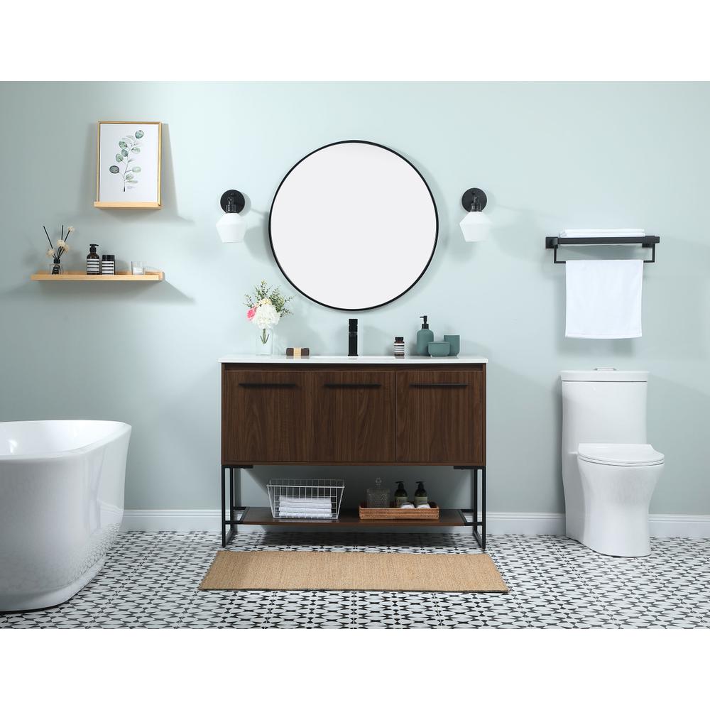 48 Inch Single Bathroom Vanity In Walnut. Picture 4