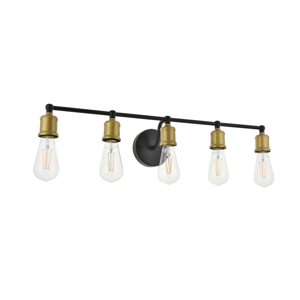 Serif 5 Light Brass And Black Wall Sconce. Picture 4