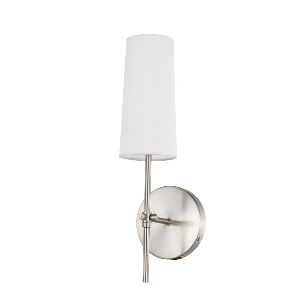 Mel 1 Light Burnished Nickel And White Shade Wall Sconce. Picture 3
