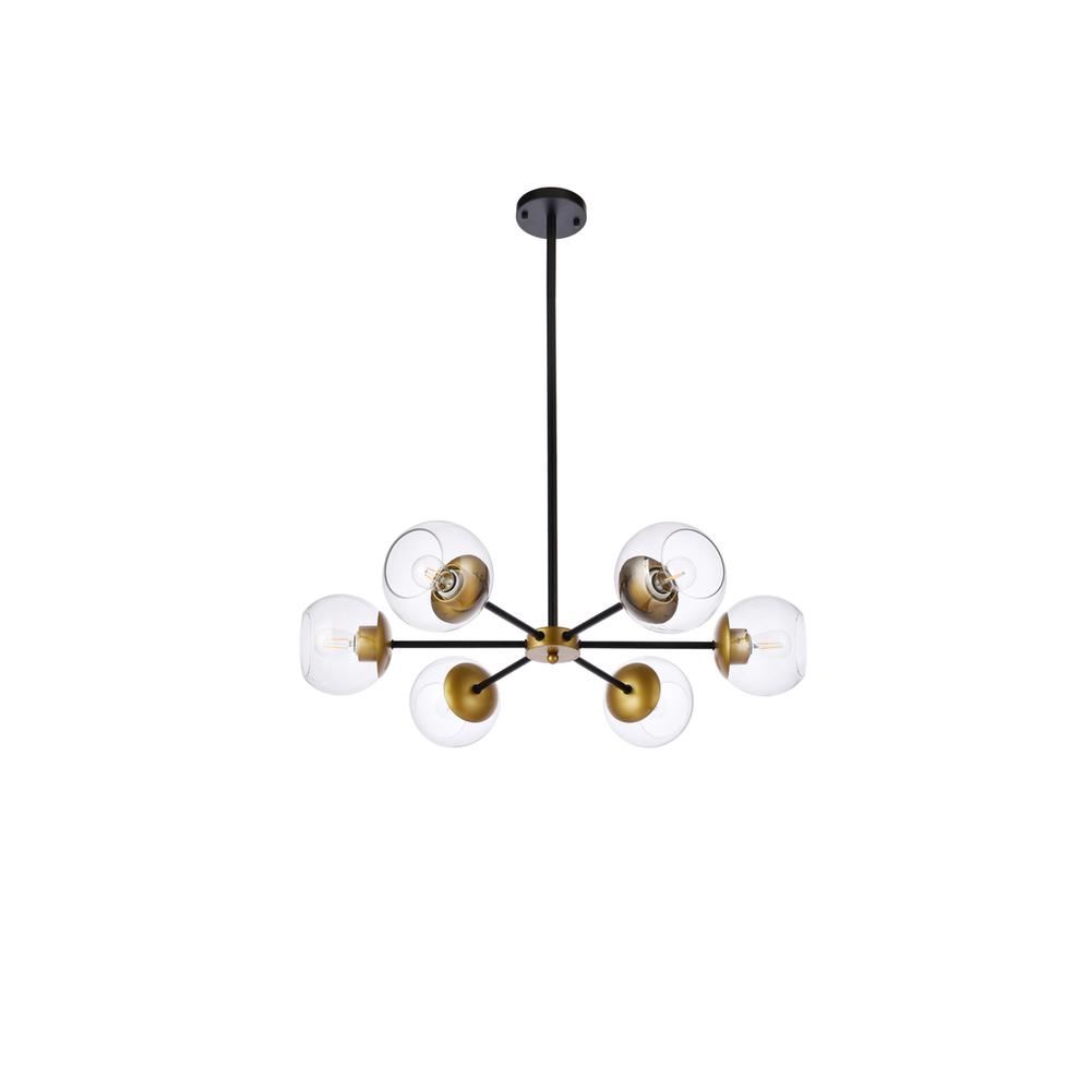 Briggs 30 Inch Pendant In Black And Brass With Clear Shade. Picture 6