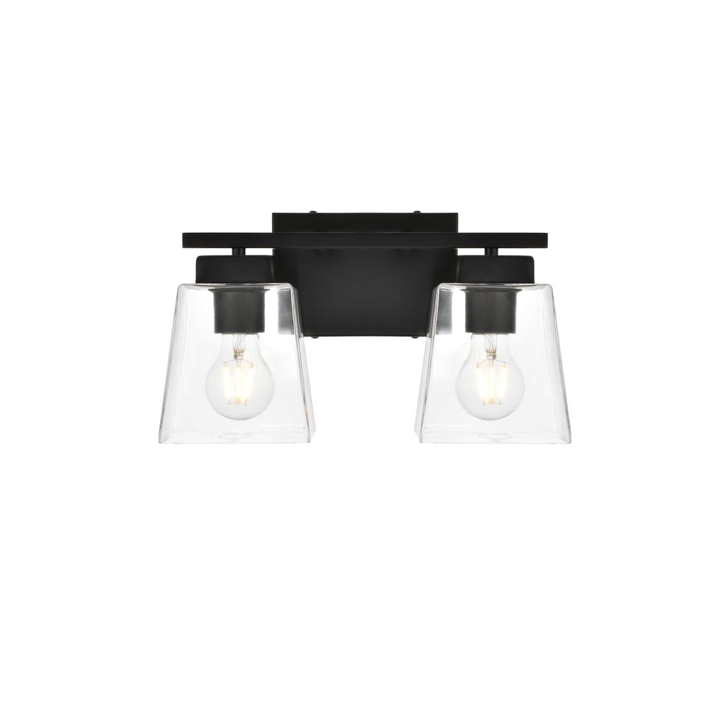 Merrick 2 Light Black And Clear Bath Sconce. Picture 1