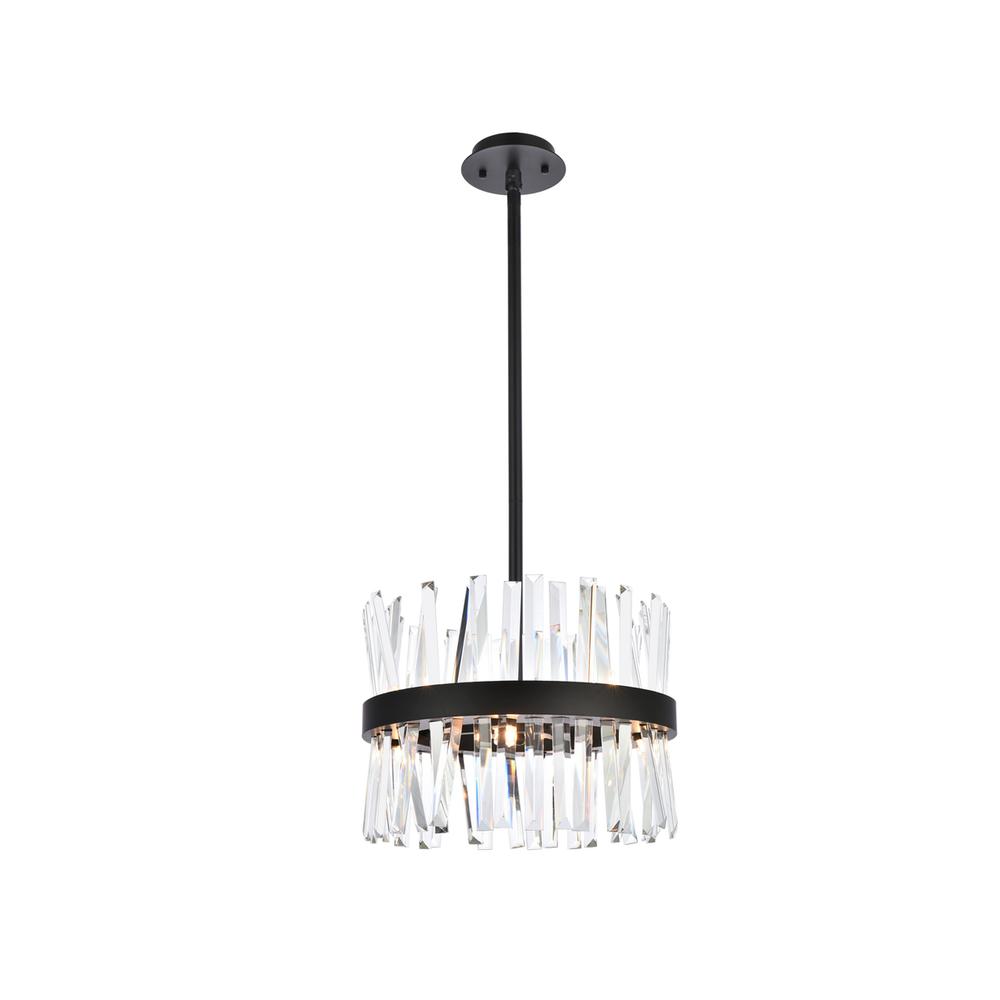 Serephina 16 Inch Crystal Round Pendant Light In Black. Picture 1