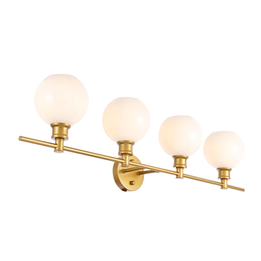 Collier 4 Light Brass And Frosted White Glass Wall Sconce. Picture 7