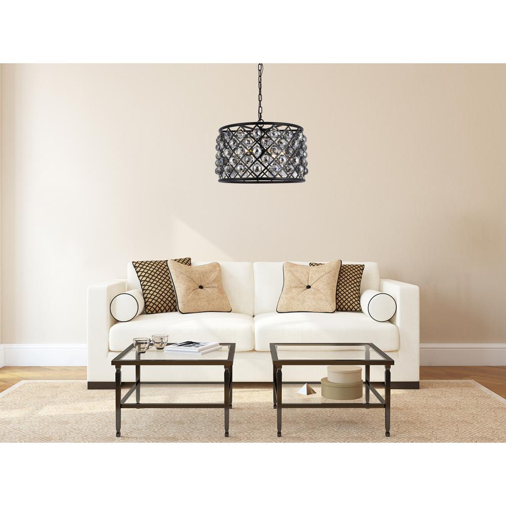 Madison 6 Light Matte Black Pendant Silver Shade (Grey) Royal Cut Crystal. Picture 7